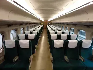 Non-reserved ordinary car seats inside the Shinkansen