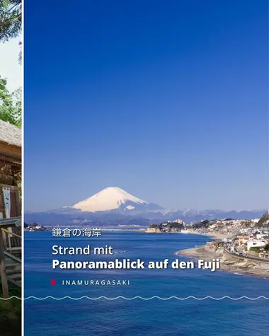 Strand Inamuragasaki mit Blick auf Fuji, nahe Kamakura